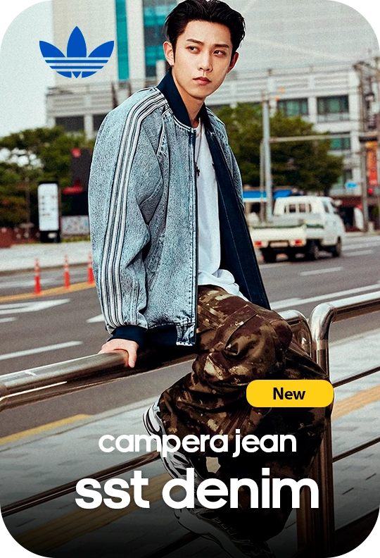 Campera adidas Originals SST de denim KQ6332. Diseño urbano de corte holgado, cuello bómber y cierre frontal para un estilo casual y moderno.